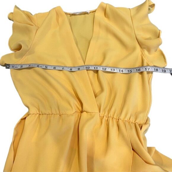 Amanda Uprichard Martinique Dress Yellow Crepe Wrap Look Flutter Sleeve Size S - Picture 11 of 14